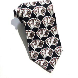 Museum Artifacts Mens Necktie Poker Playing Cards All Silk Handmade
